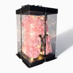 Miś z Róż LED – RÓŻOWY | Prezent „Just For You”